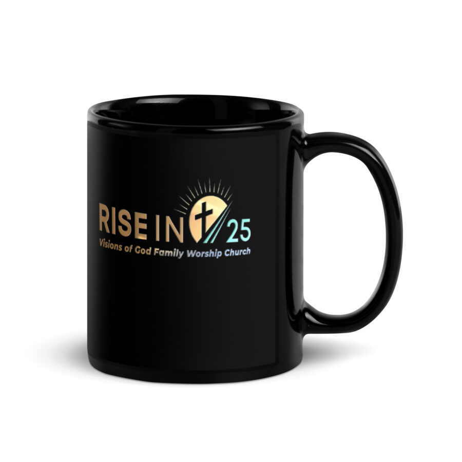 RISE IN '25 Black Glossy Mug