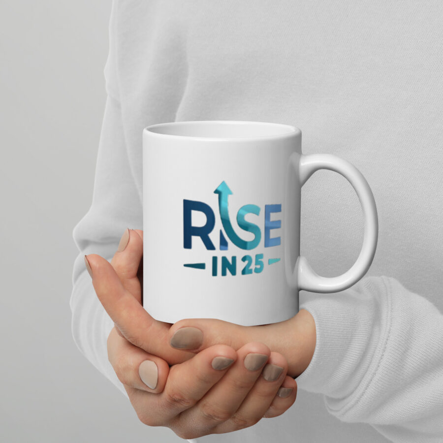 RISEIN25 White glossy mug