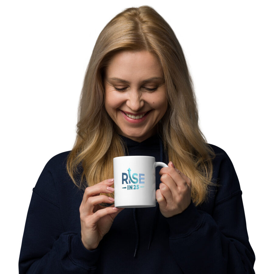 RISEIN25 White glossy mug